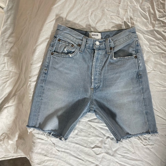 Agolde Highrise Straight Leg Denim Jorts - Picture 3 of 10